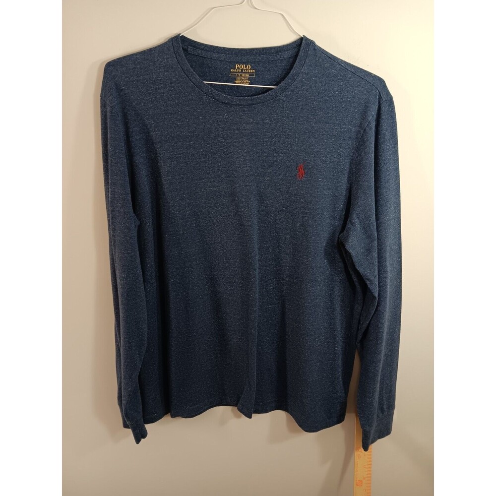 Polo Ralph Lauren Custom Fit Size L T-Shirt Long Sleeve  Blue Crewneck